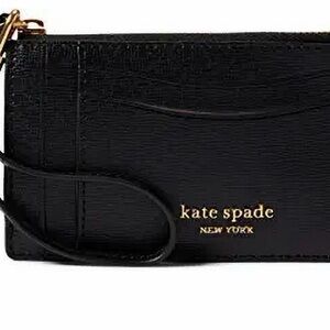 Kate Spade Black Leather Wristlet card case